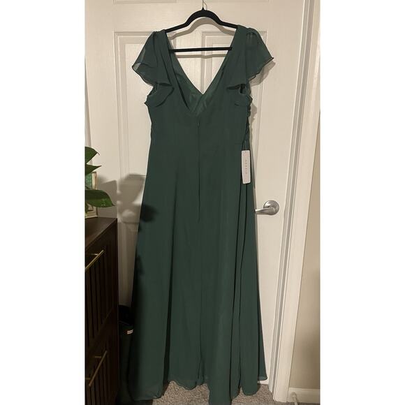 Azazie Omari Dark Green Bridesmaid Wedding Guest Long Dress Size 16 NWT - Picture 2 of 2